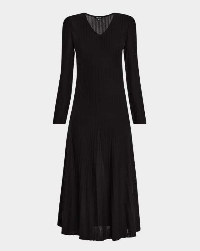 Ribbed Knit Fit-&-Flare Midi Dress - Modern Fit